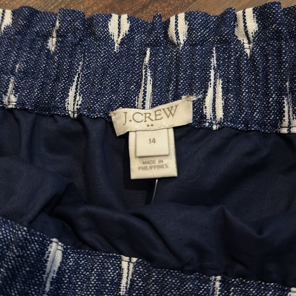 NWT J Crew Linen Sidewalk Mini Skirt-Blue Denim Color with Geometric Design- 14 - Picture 7 of 9